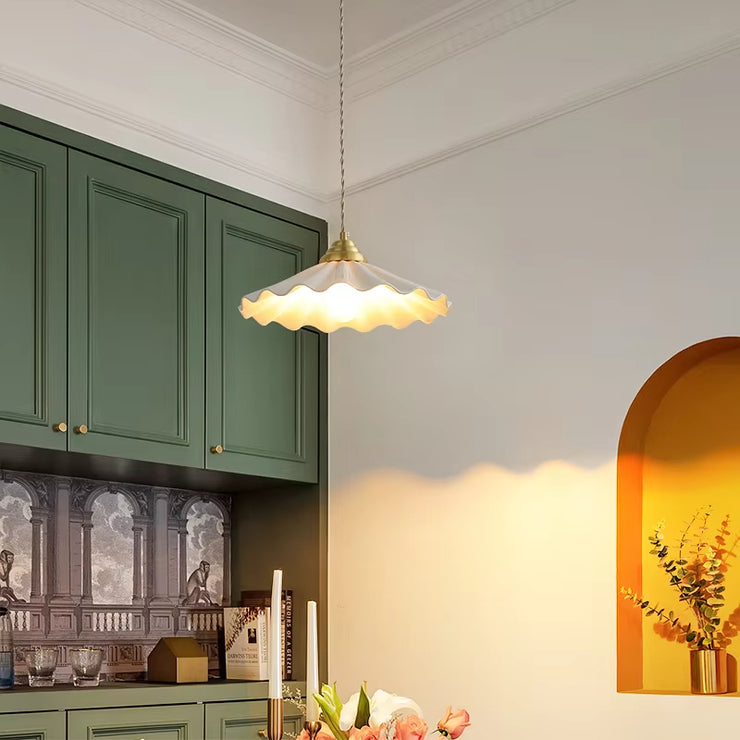 All-Copper Ceramic Floral Pendant Light