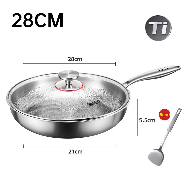 German uncoated pure titanium frying pan with fish