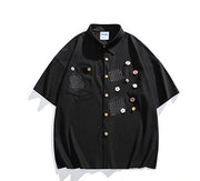 Cloud button short sleeved shirt for men and women