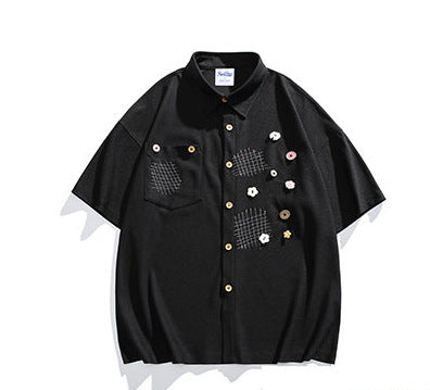 Cloud button short sleeved shirt for men and women