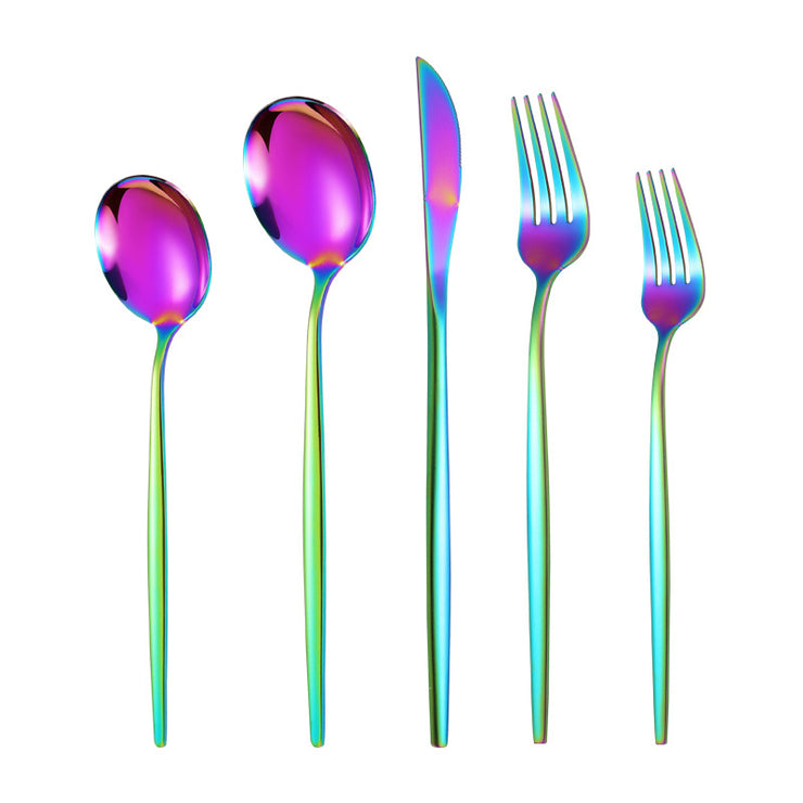 Portuguese Stainless Steel Knife Fork Spoon Golden Steak Knife Fork Set