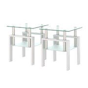 Set of 2, Modern Tempered Glass Tea Table Coffee Table End Table, Square