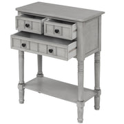 TREXM Narrow Console Desk, Thin Sofa Table with Three Storage Drawers