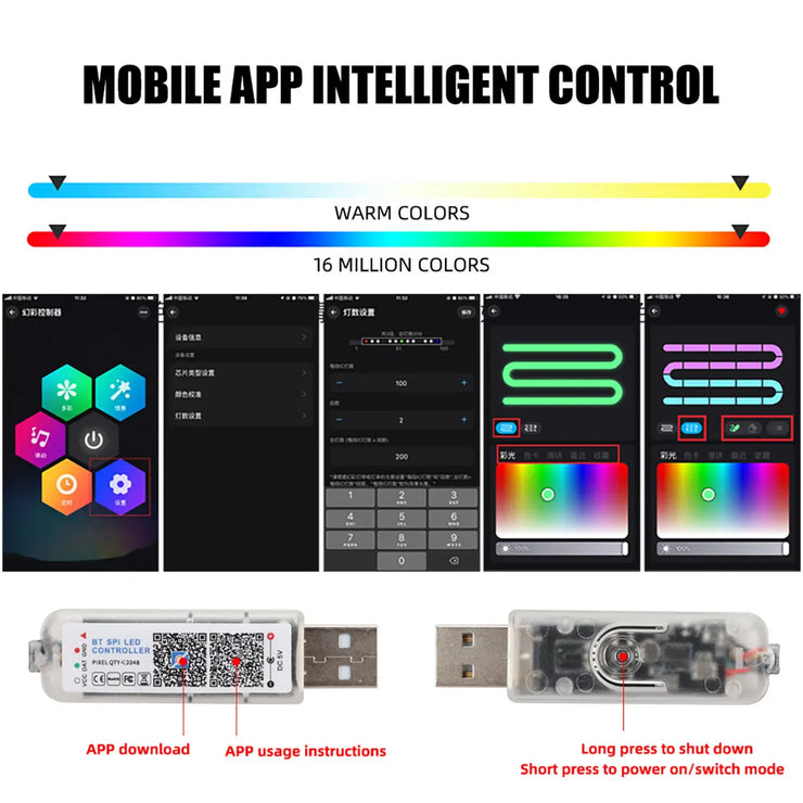 10 in 1 Car LED Acrylic Light Strip RGB Symphony Auto Interior