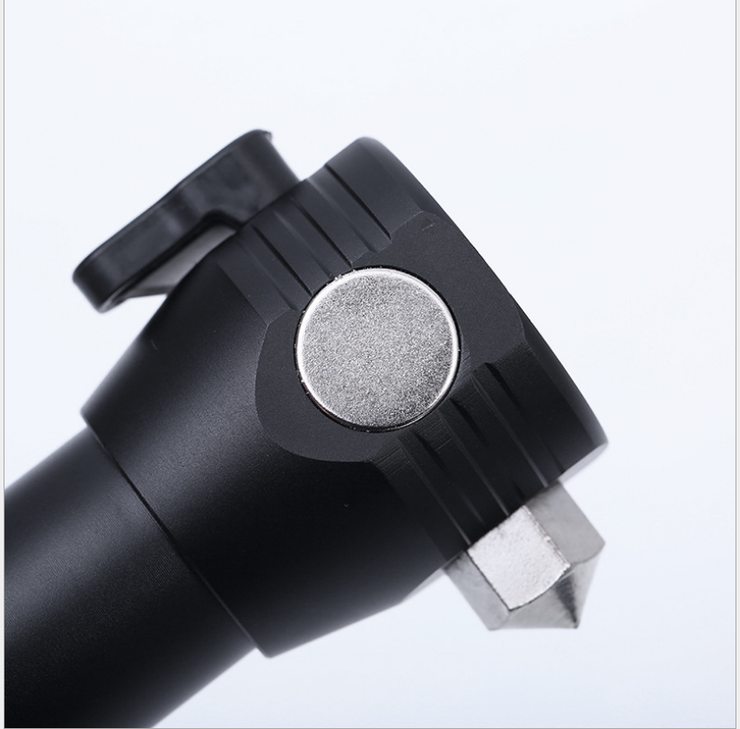 Solar Power LED Flashlight Multi-Functional Safety Hammer Torch Light USB
