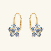 1.2 Carat 925 Sterling Silver Moissanite Flower Huggie Earrings