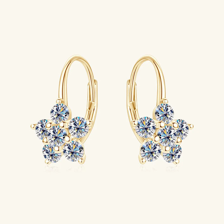 1.2 Carat 925 Sterling Silver Moissanite Flower Huggie Earrings