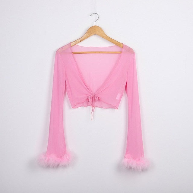 Summer Women Mesh High Waist Pants