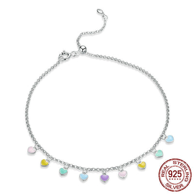 Rainbow Love Foot Chain Solid Silver S925 Foot Ornament