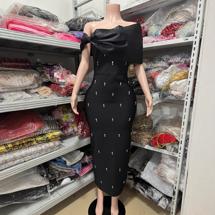 Bandage Evening Dress Elegant and Sexy One-Shoulder Dress