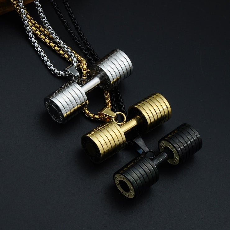 Gym Fitness Barbell Pendant Necklaces For Men