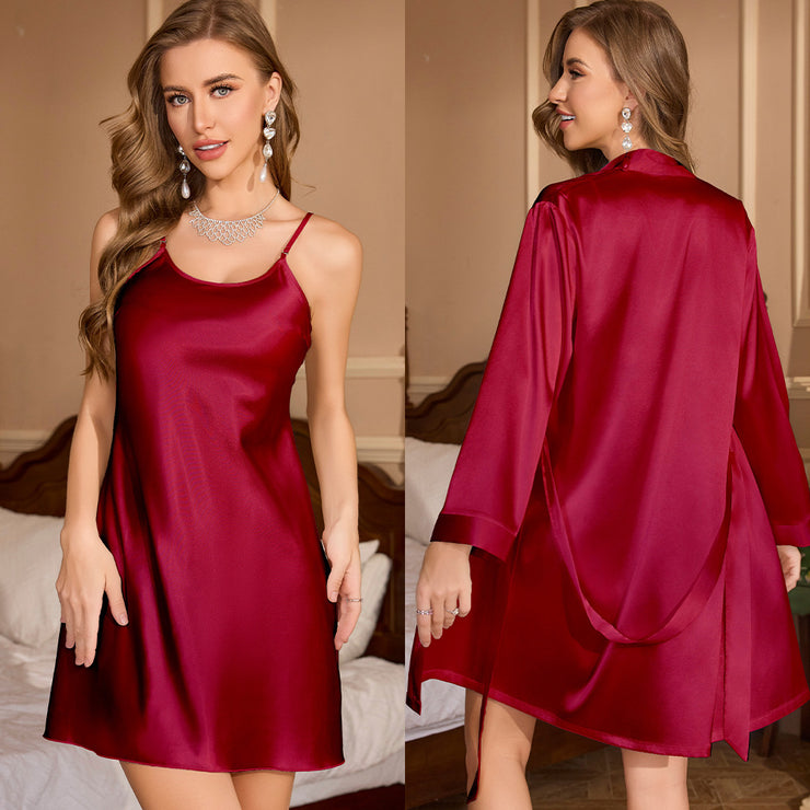 Long Sleep Robe for Women Spring Summer Sexy Morning Gown