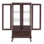 Curio cabinet lighting glass cabinet with adjustable glass frame, 2 doors and 1 drawer
