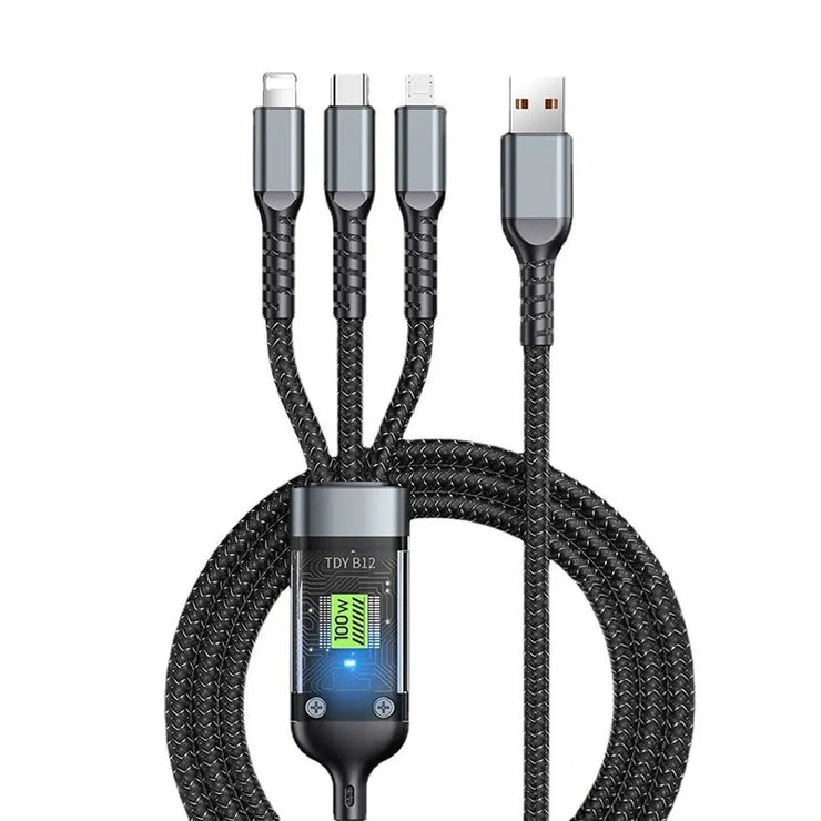 3 In 1 Usb 100w Cable For Fast Charging And Data Mini Usb
