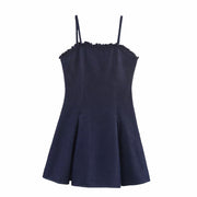 Women's Clothing Washed Adjustable Shoulder Strap Denim Shorts Strapless Dress