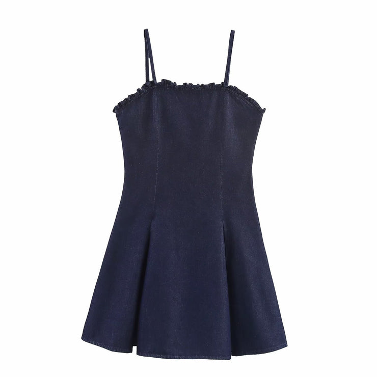 Women's Clothing Washed Adjustable Shoulder Strap Denim Shorts Strapless Dress
