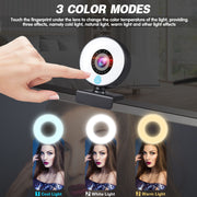4k beauty autofocus 1080p computer camera high-definition touch USB live streaming webcam2k fill light