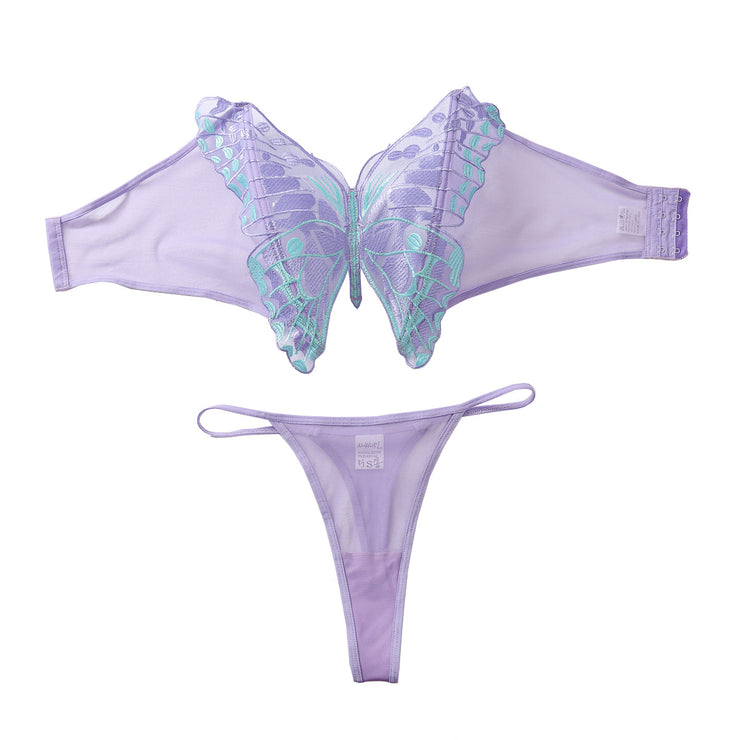Thin sexy butterfly embroidered tube top suit mesh