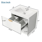 Modern 24-Inch Wall-Mounted Bathroom vanity with 2 Drawers,