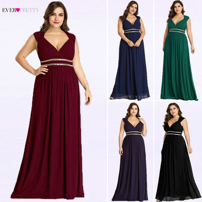 Ever Pretty Plus Size Formal Evening Dresses Long Women Elegant Burgundy