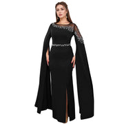 Cape sleeve evening gown dress
