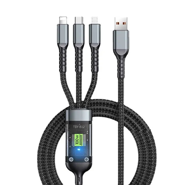 3 In 1 Usb 100w Cable For Fast Charging And Data Mini Usb