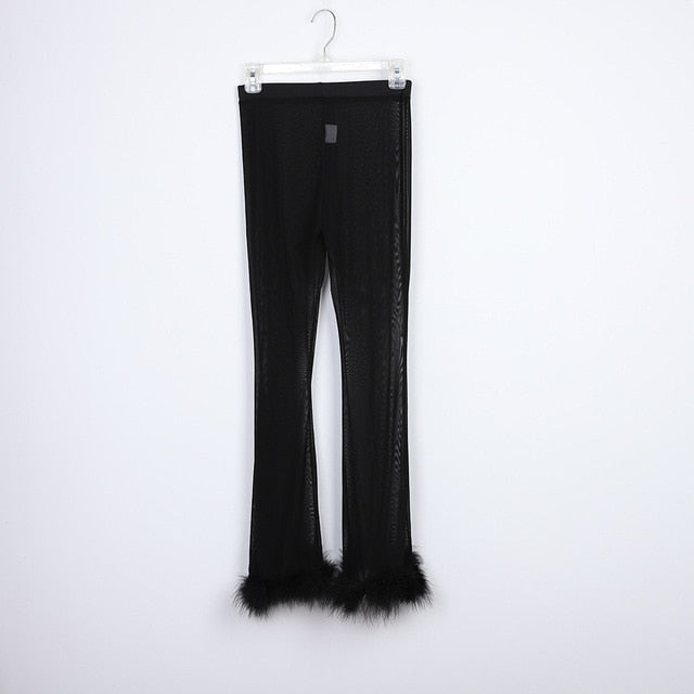 Summer Women Mesh High Waist Pants