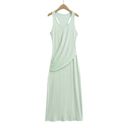 Wrinkled waist to show figure, U-neck sleeveless vest dress, dress