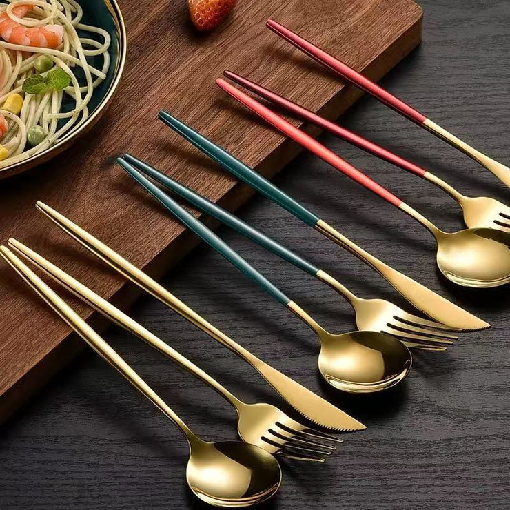 Stainless Steel Cutlery Set with Portuguese Gold Spray