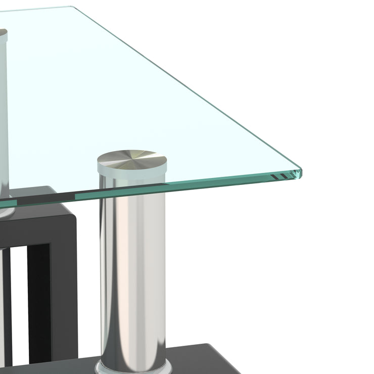 Set of 2, Modern Tempered Glass Tea Table Coffee Table End Table,