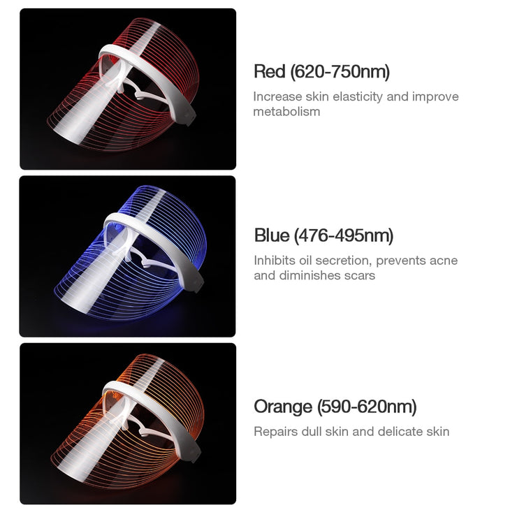 3 Colors LED Light Therapy Face Mask Anti-aging Anti Wrinkle Beatuy