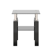 1-Piece Modern Tempered Glass Tea Table Coffee Table End Table, Square Table for Living Room, Black