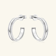 925 Sterling Silver Inlaid Moissanite C-Hoop Earrings