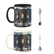 Vintage Drum Mug, 11oz. Black & White, Funny Ceramic Mug. Ideal Cool Gift for Drummers and Musicians.