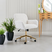 Artificial rabbit hair gold metal base home office chair adjustable