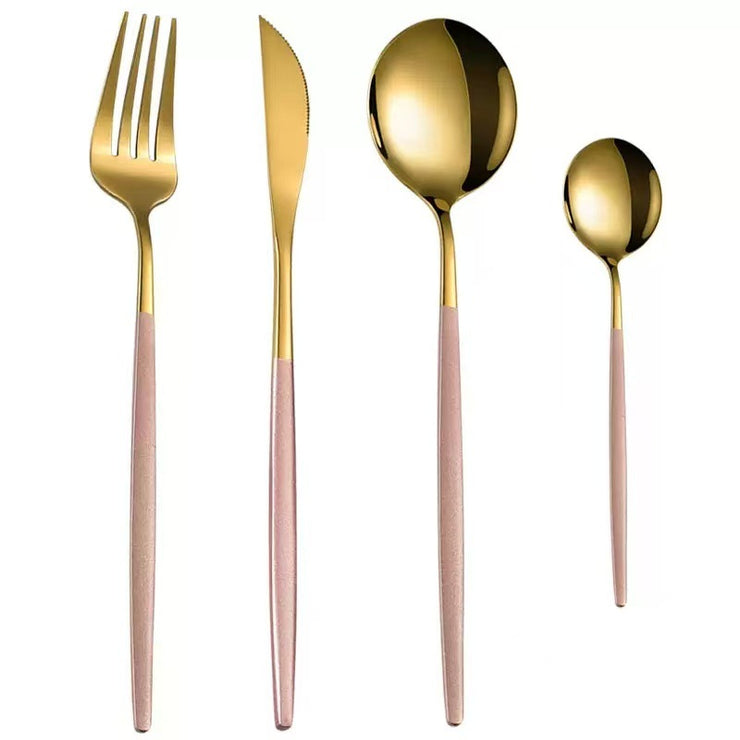 Stainless Steel Cutlery Set with Portuguese Gold Spray