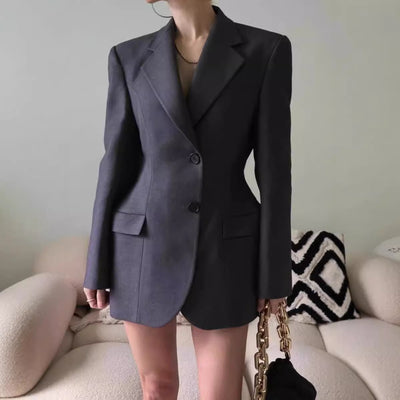 Temperament waist cinching suit top for women