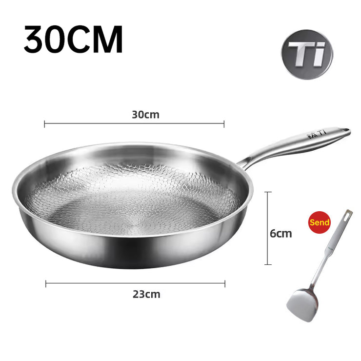 German uncoated pure titanium frying pan with fish