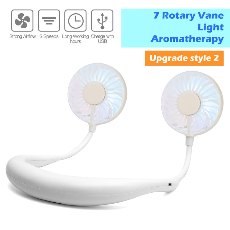 Mini USB Portable Fan Neck Fan Neckband With Rechargeable Battery Small Desk Fans handheld  Air Cooler Conditioner for Room