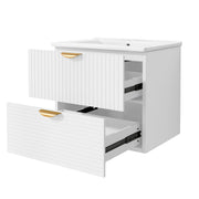 Modern 24-Inch Wall-Mounted Bathroom vanity with 2 Drawers,