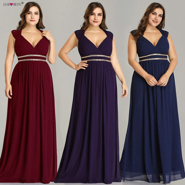Ever Pretty Plus Size Formal Evening Dresses Long Women Elegant Burgundy