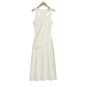 Wrinkled waist to show figure, U-neck sleeveless vest dress, dress