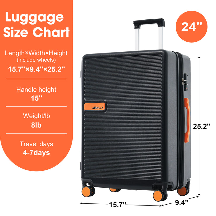 Contrast Color Hardshell Luggage 24inch Expandable Spinner Suitcase