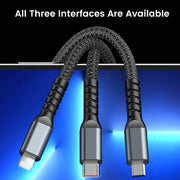 3 In 1 Usb 100w Cable For Fast Charging And Data Mini Usb