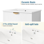 Modern 24-Inch Wall-Mounted Bathroom vanity with 2 Drawers,