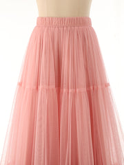 Folds Mesh Skirts For Women High Waist