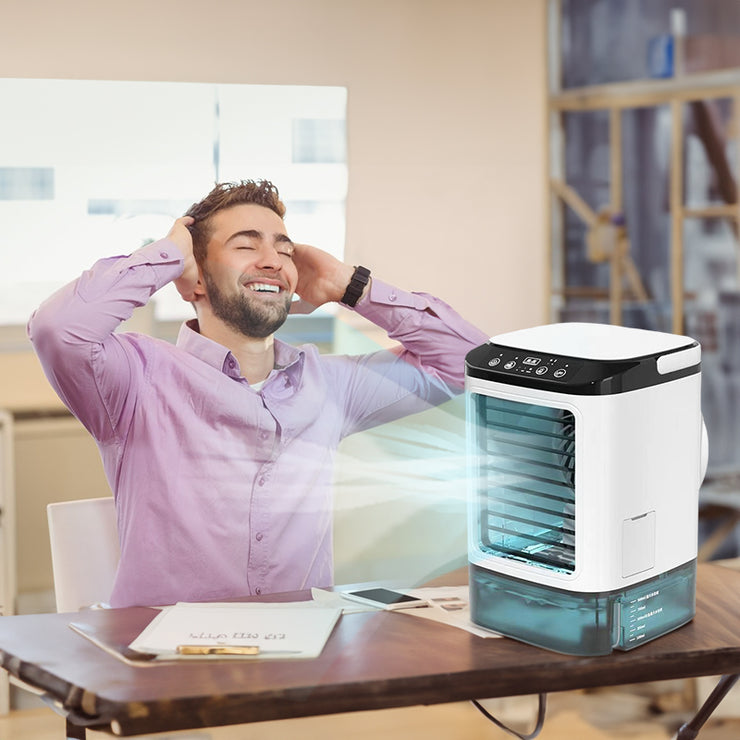 3-speed Portable Mini Air Cooler (900ML Tank) - Fan & Humidifier. For bedroom/office.