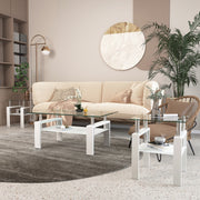 Set of 2, Modern Tempered Glass Tea Table Coffee Table End Table, Square