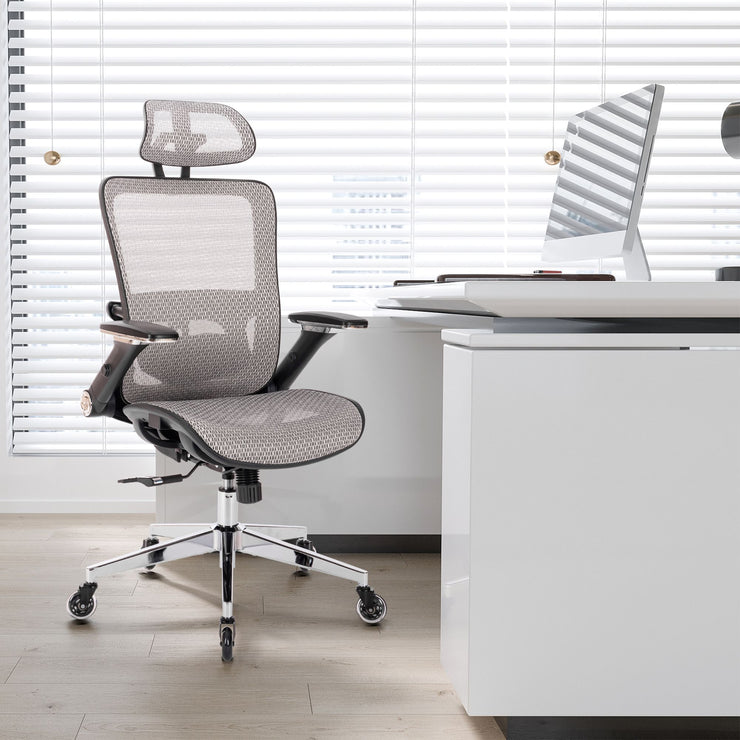 Office Chair High Back - Adjustable Headrest with Flip-Up Arms