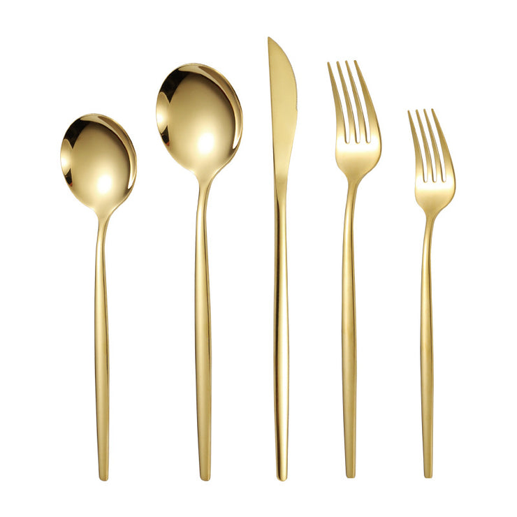 Portuguese Stainless Steel Knife Fork Spoon Golden Steak Knife Fork Set